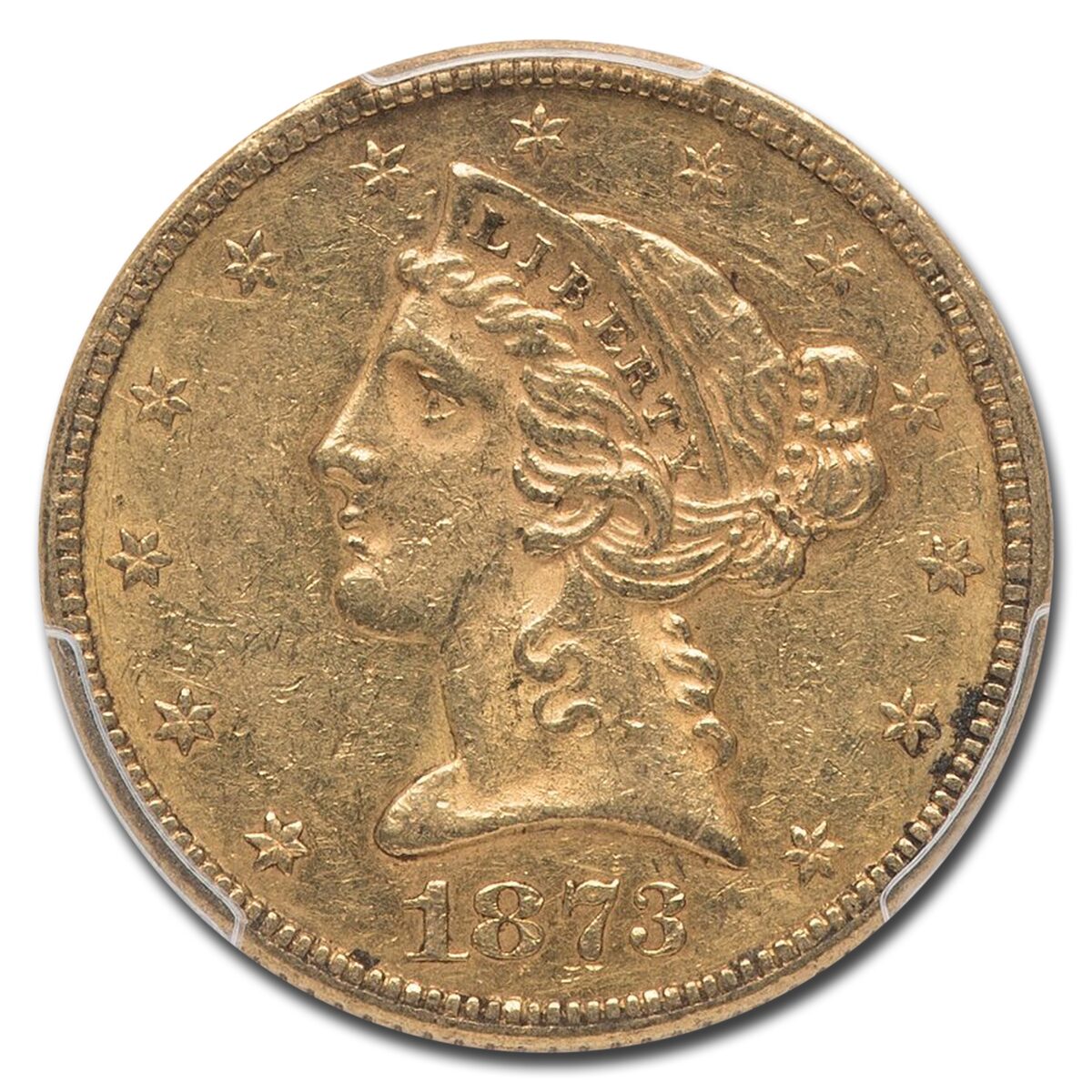 1873 $5 Liberty Gold Half Eagle AU-55 PCGS (Open 3)