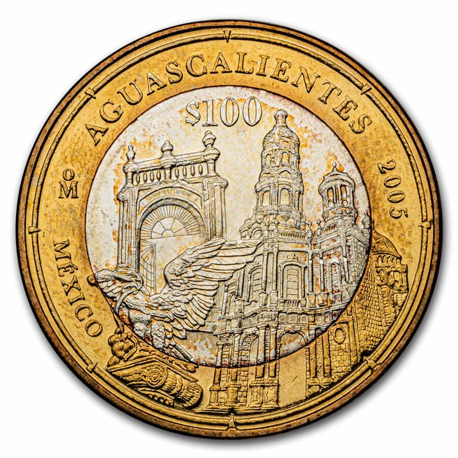 2005 Mexico Bimetallic 100 Pesos Aguascalientes BU (2nd Edition)