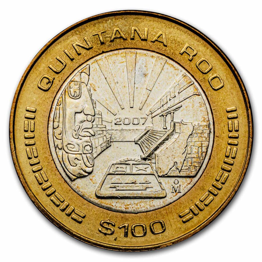 2007 Mexico Bimetallic 100 Pesos Quintana Roo BU (2nd Edition)