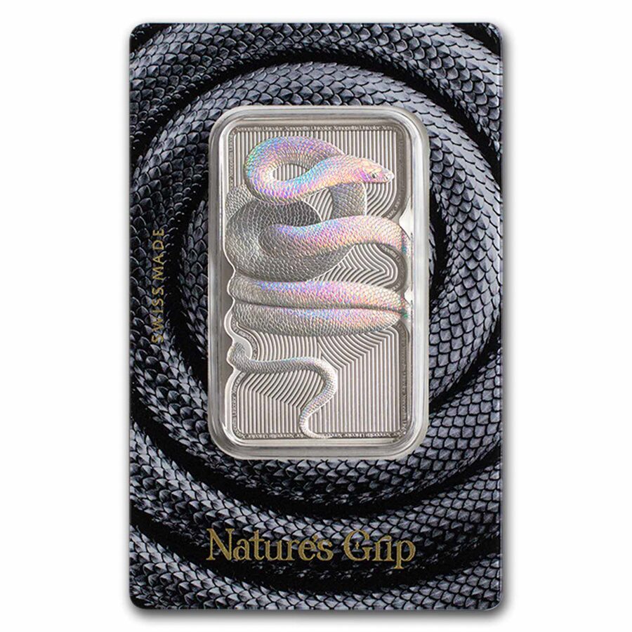 2023 Niue 1 oz Silver Nature's Grip Sunbeam Snake $2 Bar in Assay
