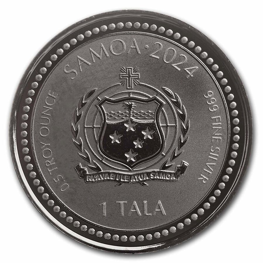 2024 Samoa 1/2 oz Silver 1 Tala Year of the Dragon (Rhodium)