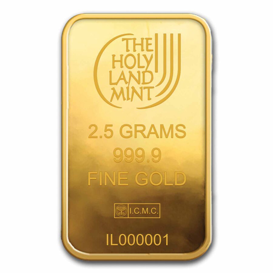 2.5 gram Gold Bar - Holy Land Mint Dove of Peace (In Assay)