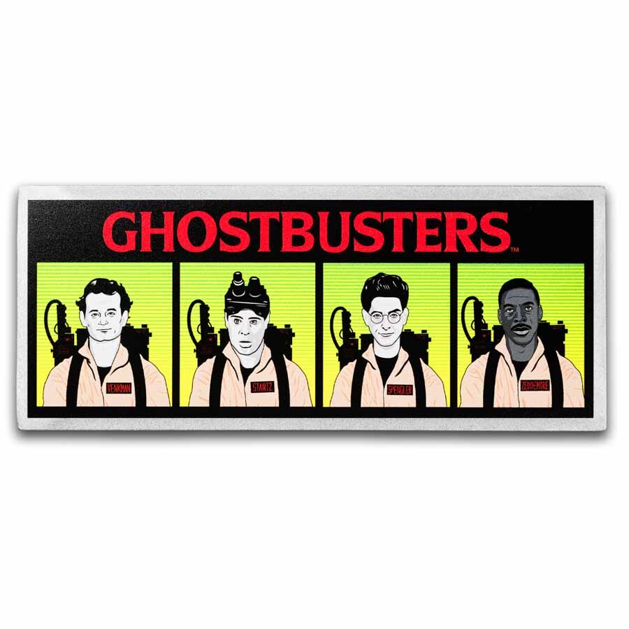 Ghostbusters Team 40th Anniversary 4 oz Colorized Silver Bar