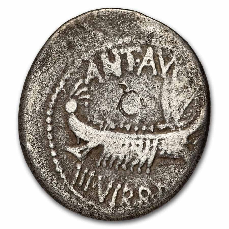 Roman Silver Denarius Marc Antony Legion VIII (30 BC) Ch Fine