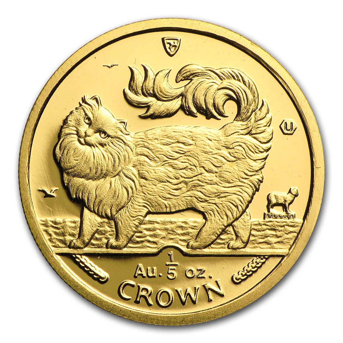 1993 Isle of Man 1/5 oz Gold BU Maine Coon Cat