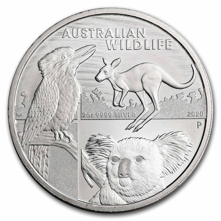 2020 Australia 2 oz Silver $2 Australian Wildlife BU
