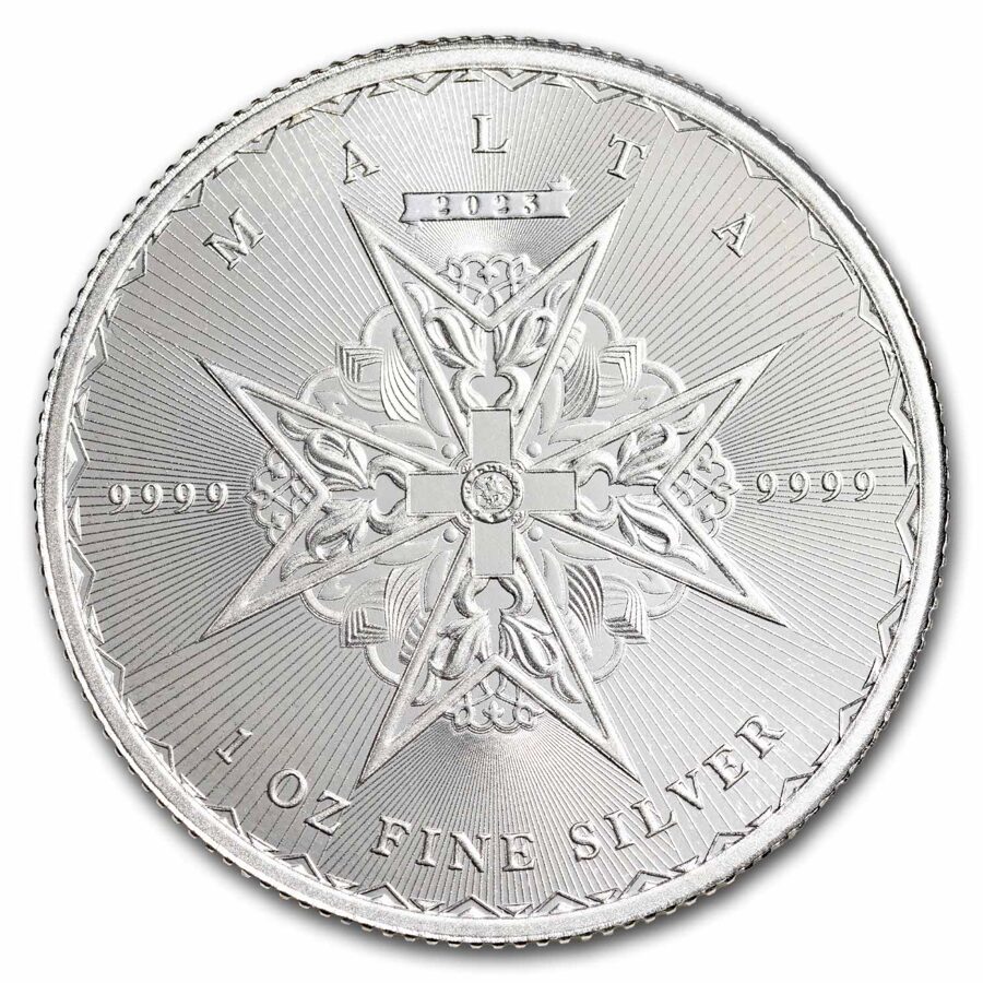 Malta 1 oz Silver €5 Maltese Cross BU (Random, Abrasions)