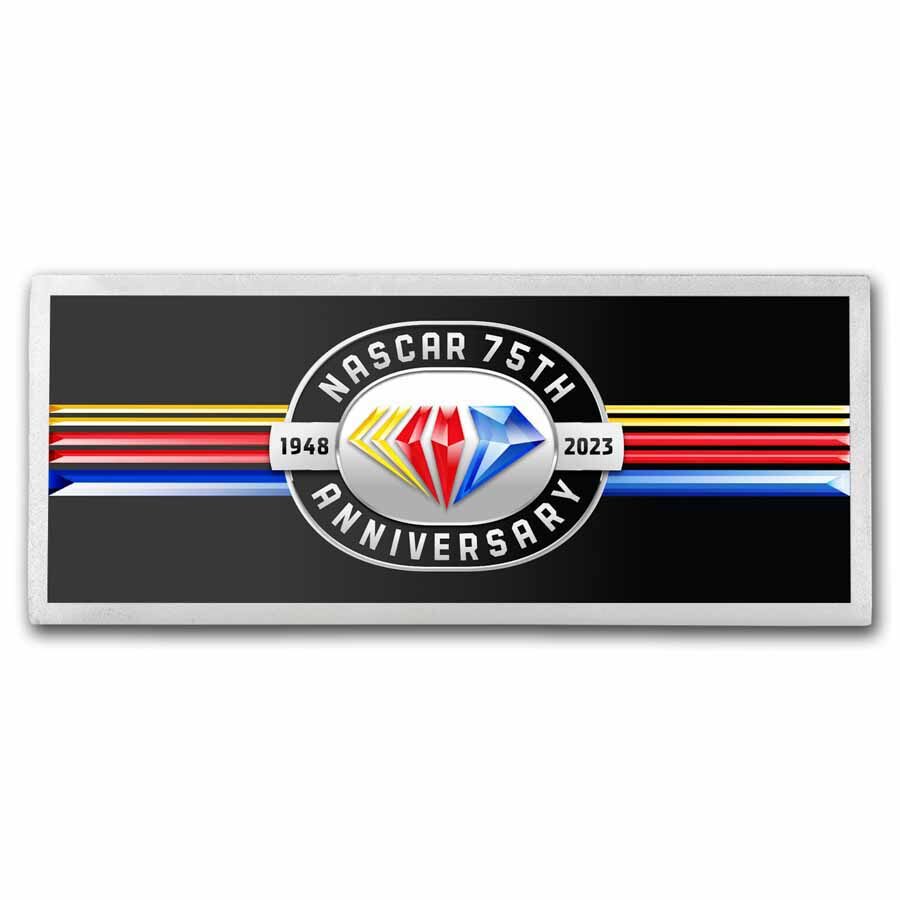 4 oz NASCAR 75th Double Sided Colorized Silver Bar