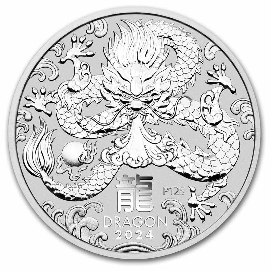 2024 AUS 1 oz Silver Lunar Dragon BU SIII (MD® Premier+PCGS)
