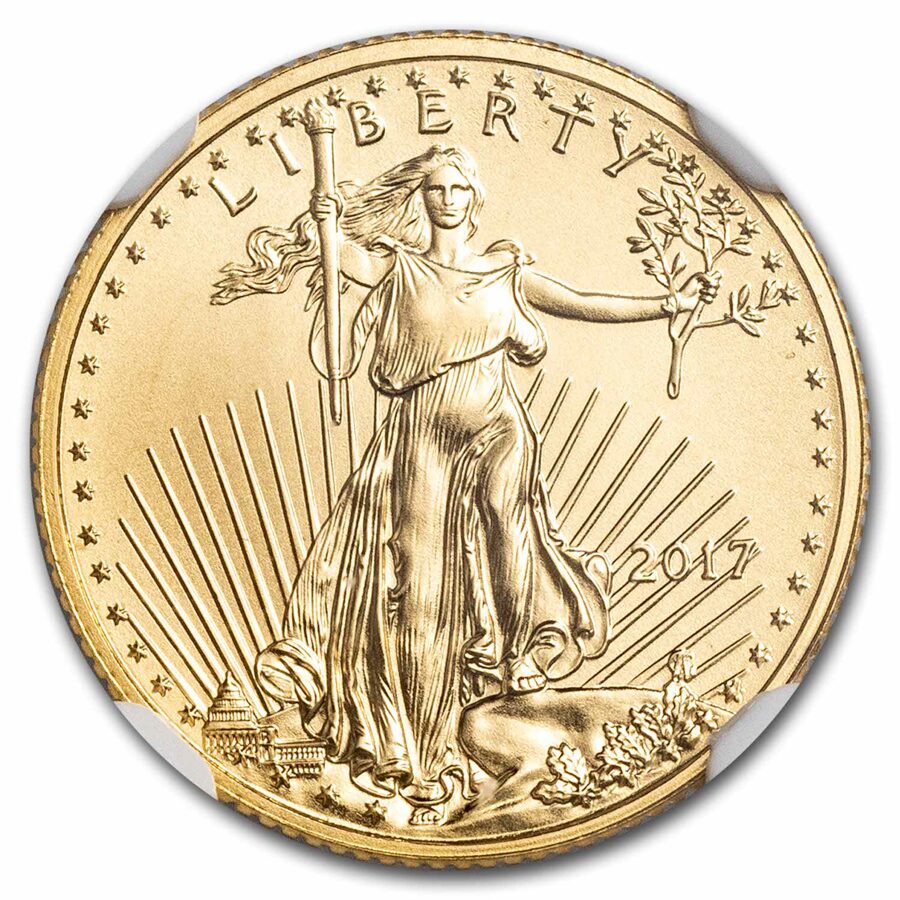2017 1/10 oz American Gold Eagle MS-70 NGC (FDI, Moy)