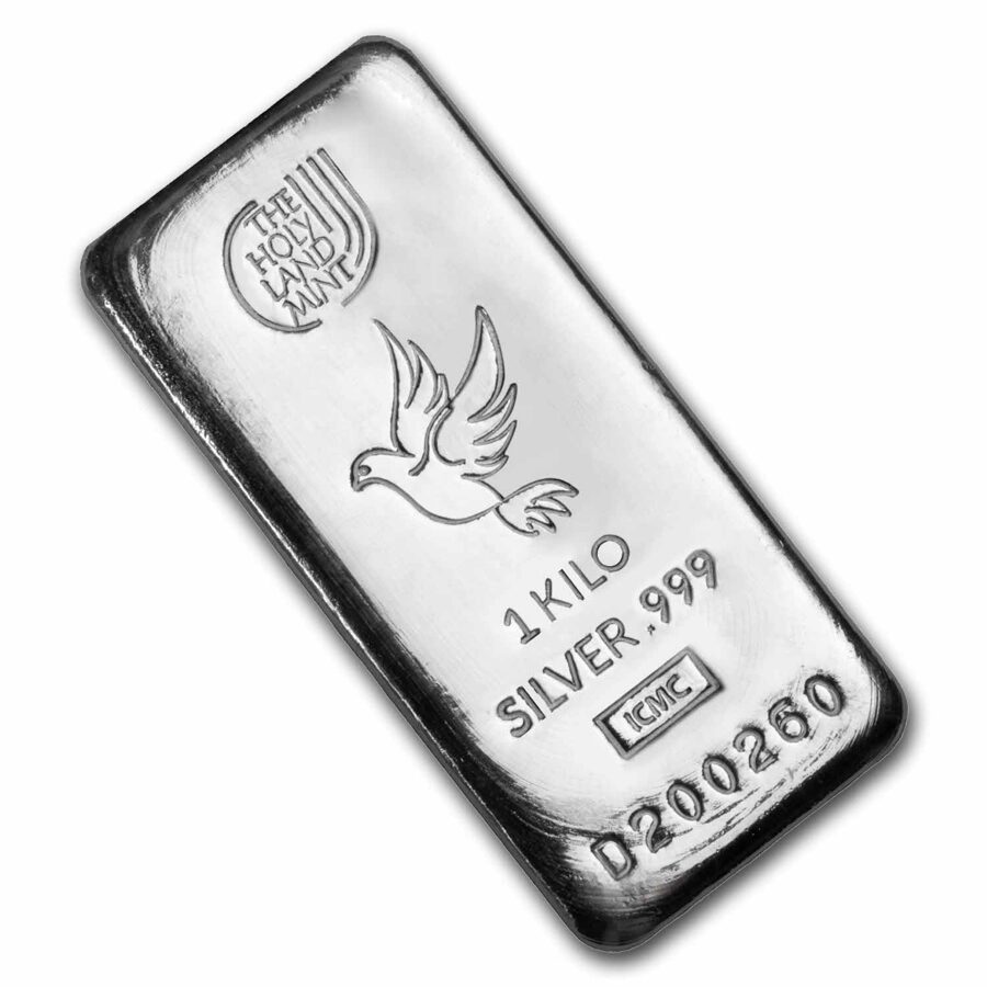 1 kilo (1,000 gram) Silver Bar - Holy Land Mint (Dove of Peace)