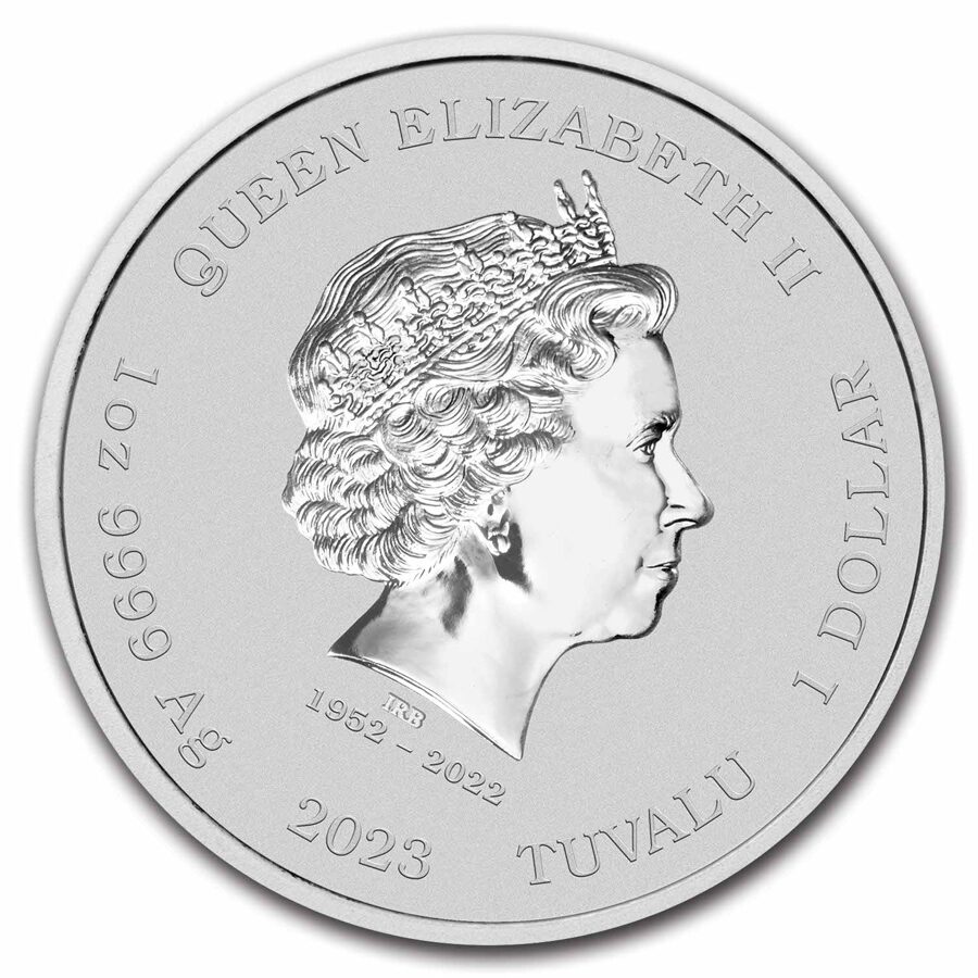 2023 Tuvalu 1 oz Silver James Bond Casino Royale Chip $1 Coin BU