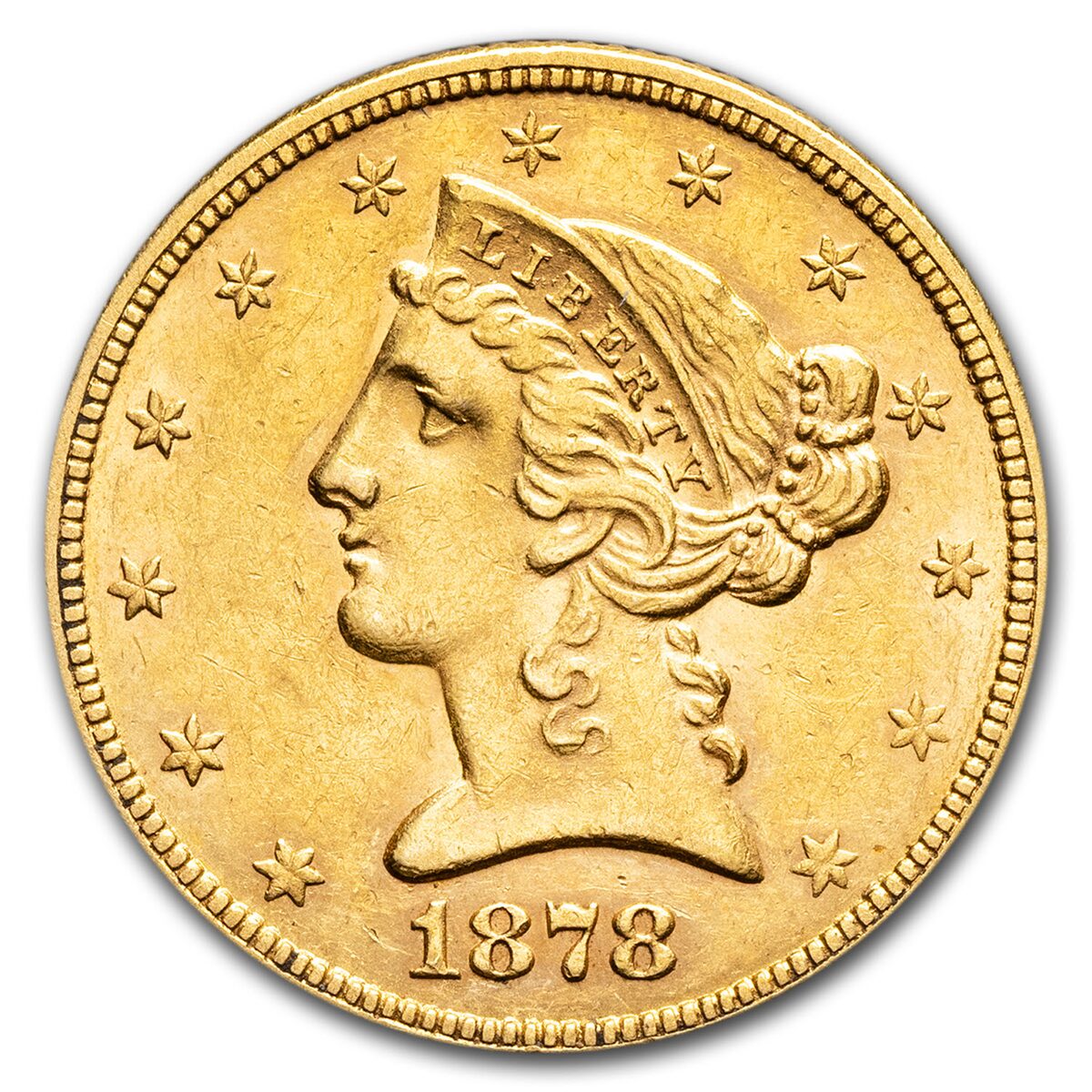 1878 $5 Liberty Gold Half Eagle AU