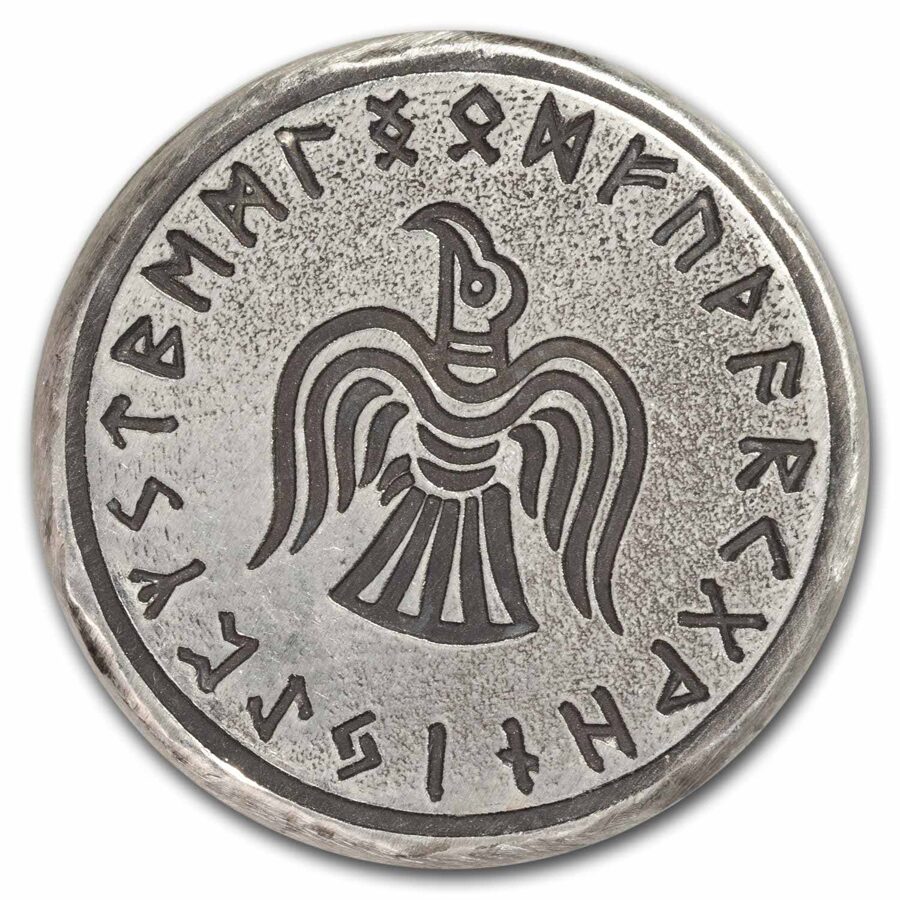 1 oz Hand Poured Silver Round - Norse Raven