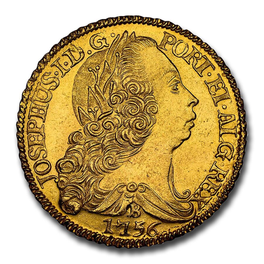 1756-B Brazil Gold 6400 Reis Jose I MS-65 NGC