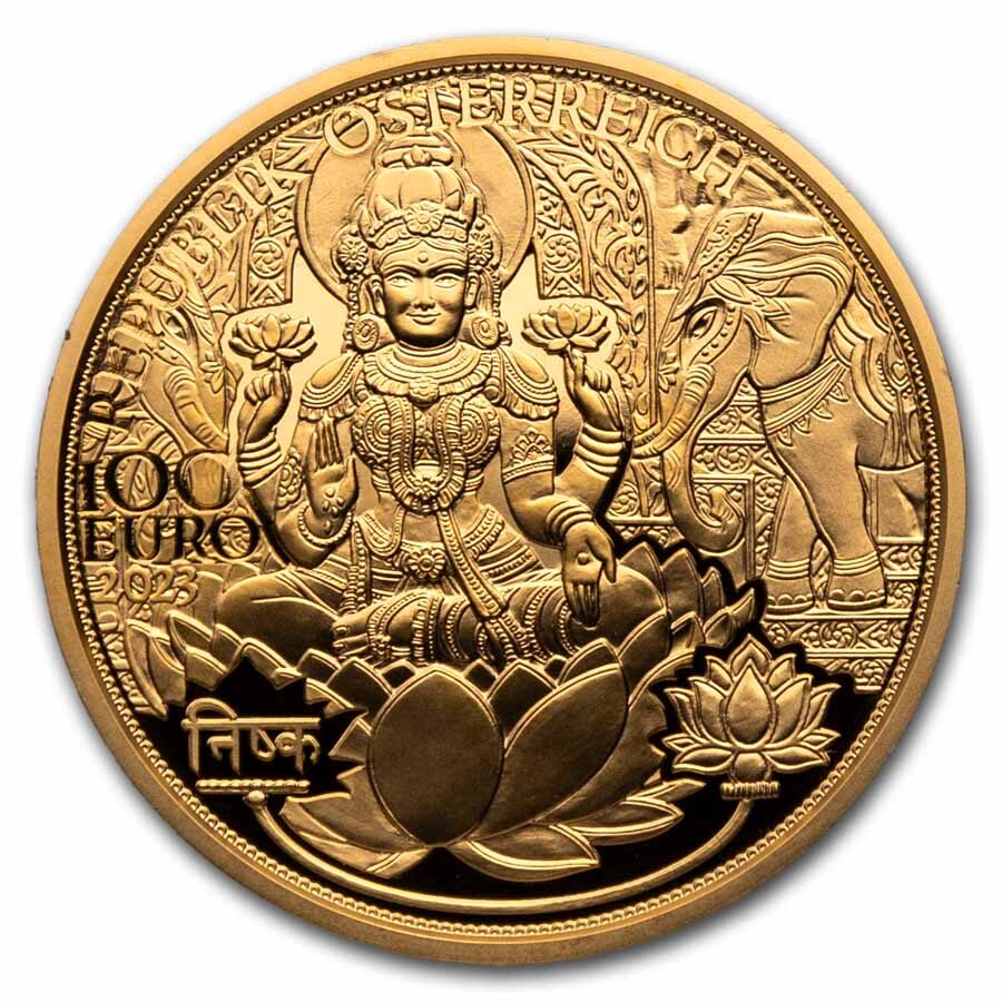 2023 Austria Pf Gold €100 Magic of Gold (The Gold of India)
