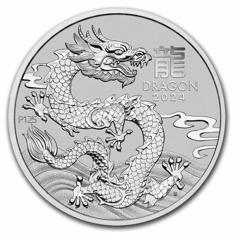 2024 AUS 1 oz Platinum Lunar Dragon MS-70 PCGS (FDI, Red Label)