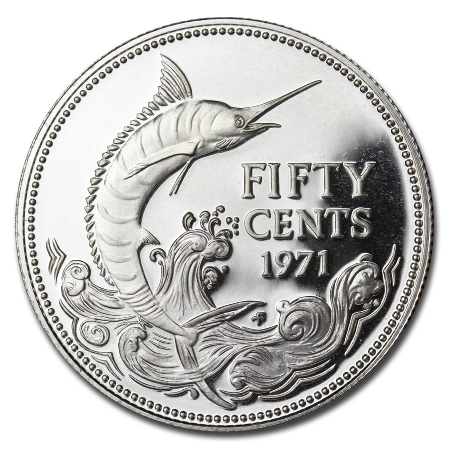 1971 Bahamas Silver 50 Cents Swordfish Proof