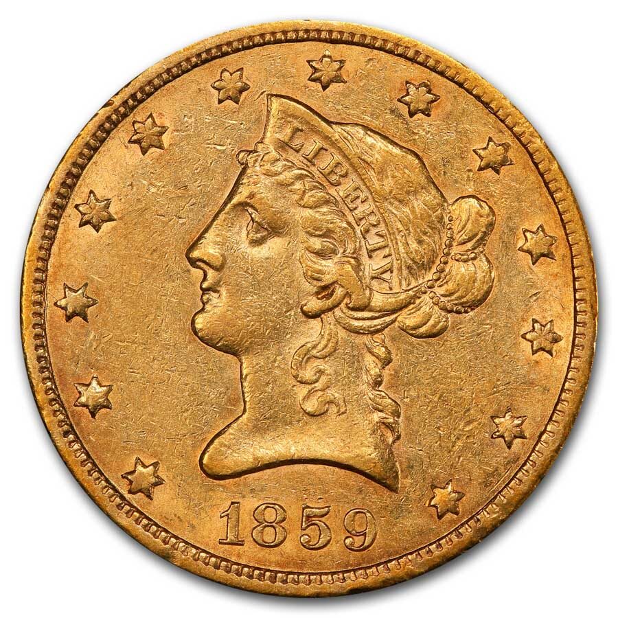1859-S $10 Liberty Gold Eagle AU-53 PCGS