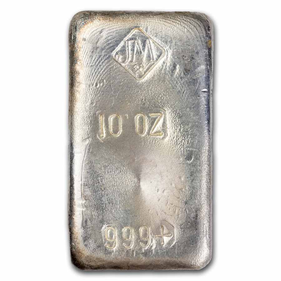10 oz Silver Bar - Johnson Matthey (Vintage, Poured)