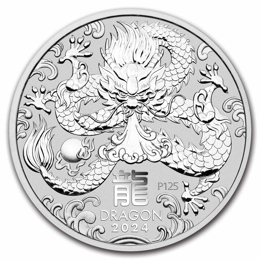 2024 AUS 1 oz Silver Lunar Dragon MS-70 PCGS (FS, Red Label)