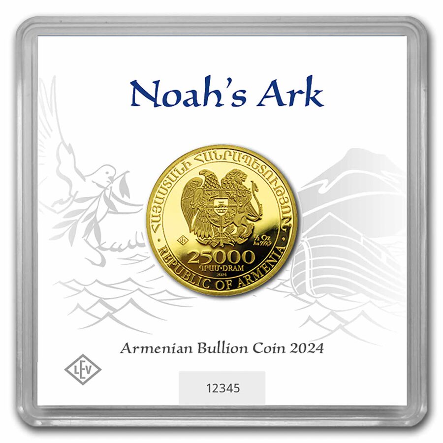 2024 Armenia 1/2 oz Gold 25,000 Dram Noah's Ark BU