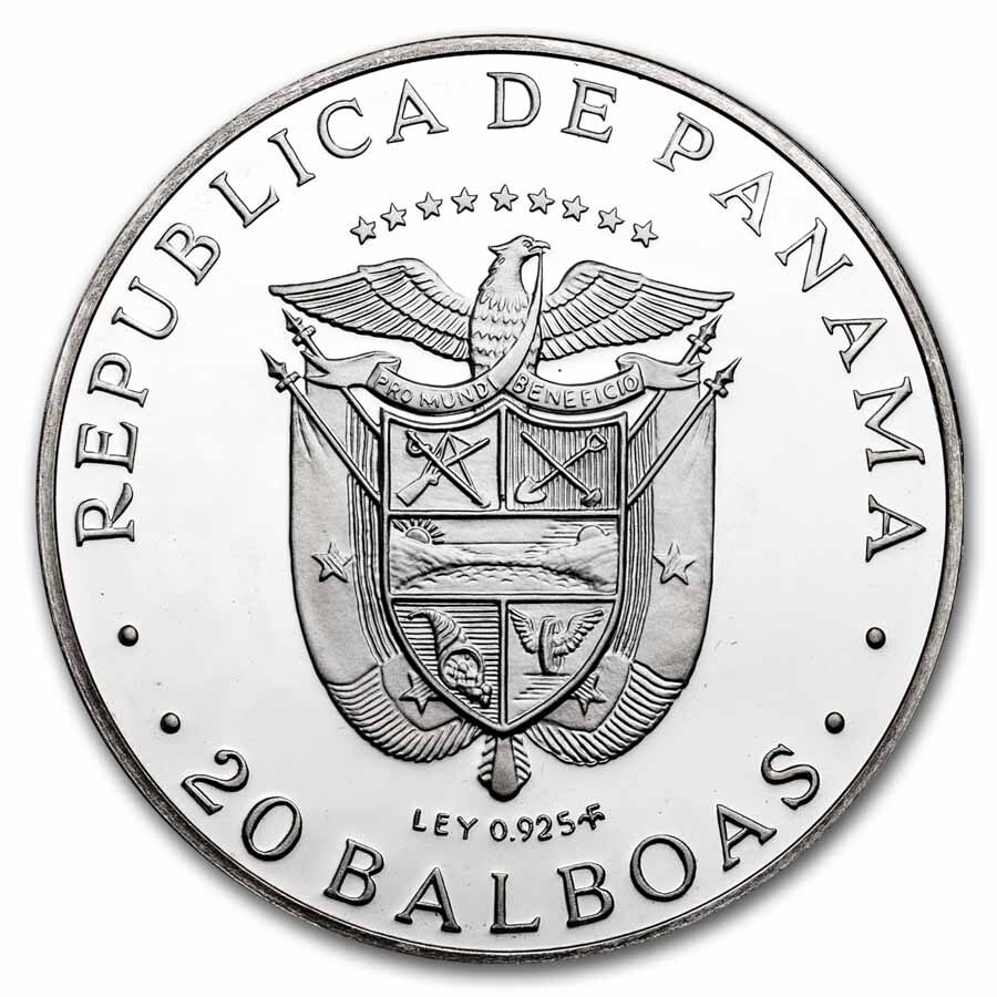 1974 Panama Silver 20 Balboas Simon Bolivar Proof