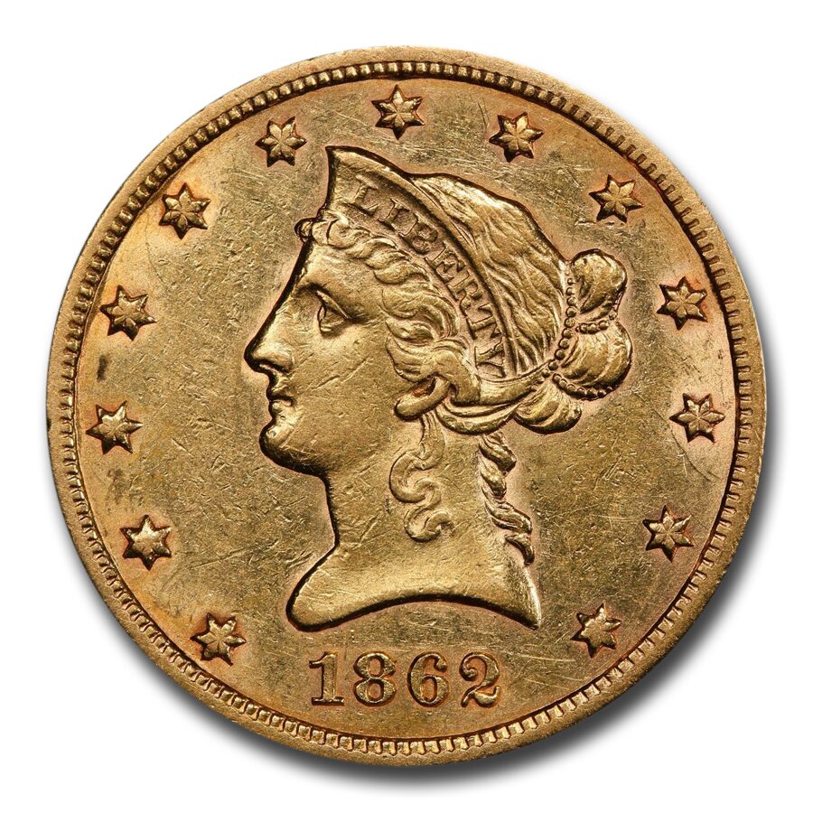 1862-S $10 Liberty Gold Eagle AU-53 PCGS