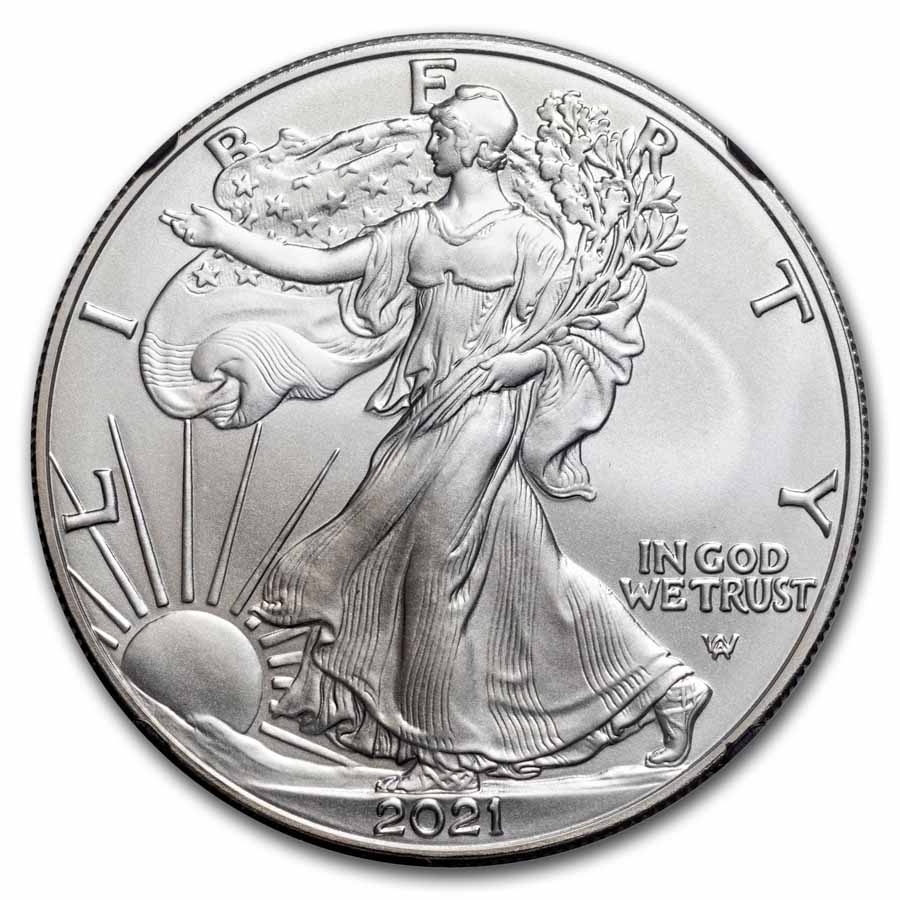 2021 American Silver Eagle (Type 2) MS-70 NGC (FDI, Gaudioso)