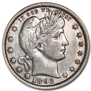 1892 Barber Quarter XF