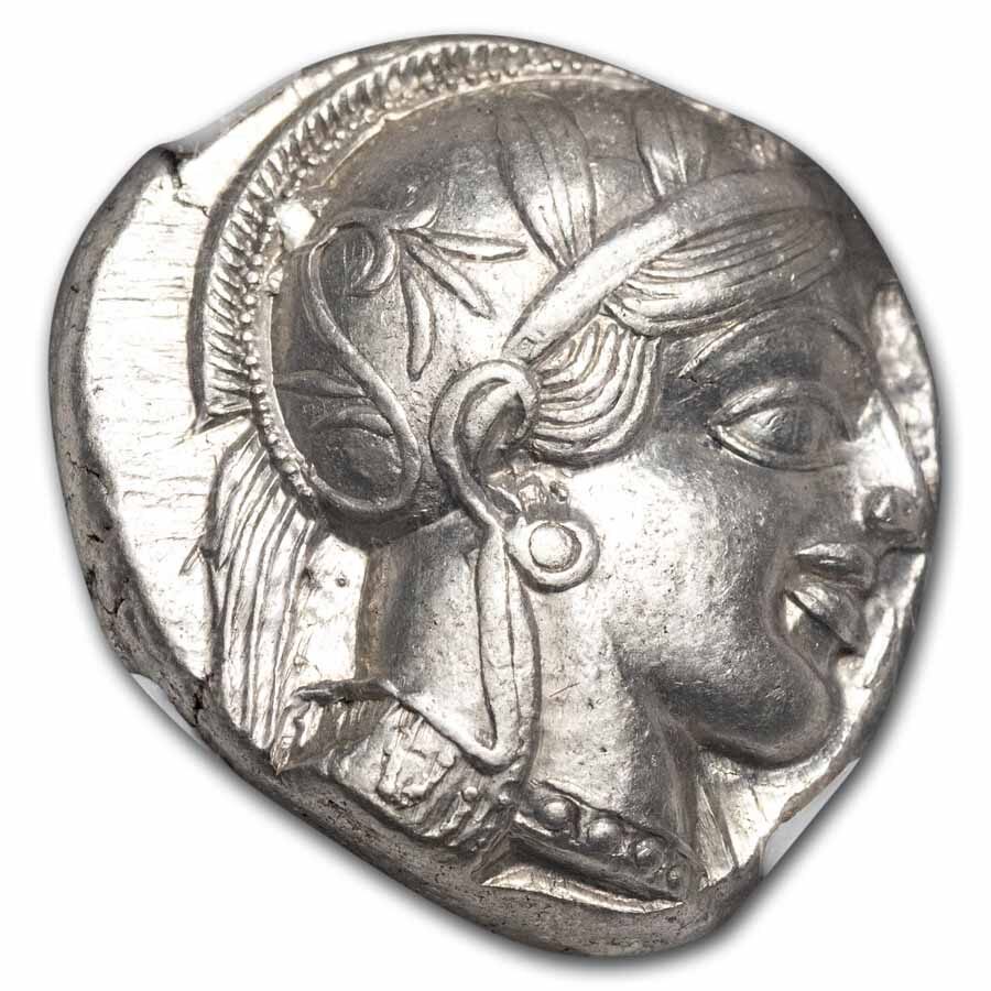 Attica, Athens AR Tetradrachm Owl 440-404 BC Ch AU NGC 4/4