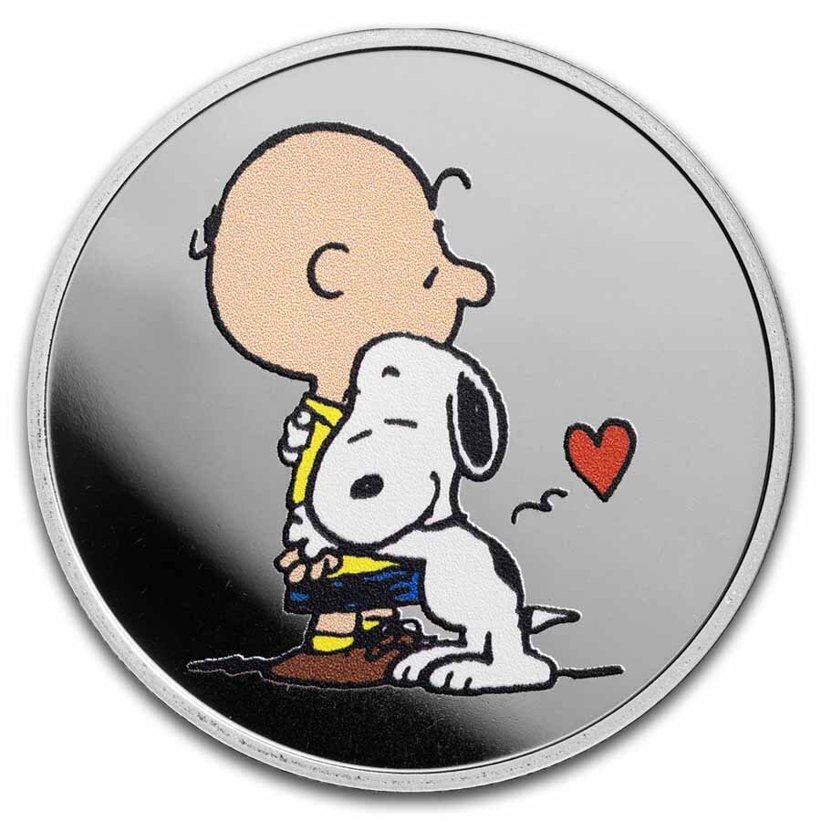 Peanuts® Snoopy Hugs Charlie Brown - Valentine 1 oz Silver Proof