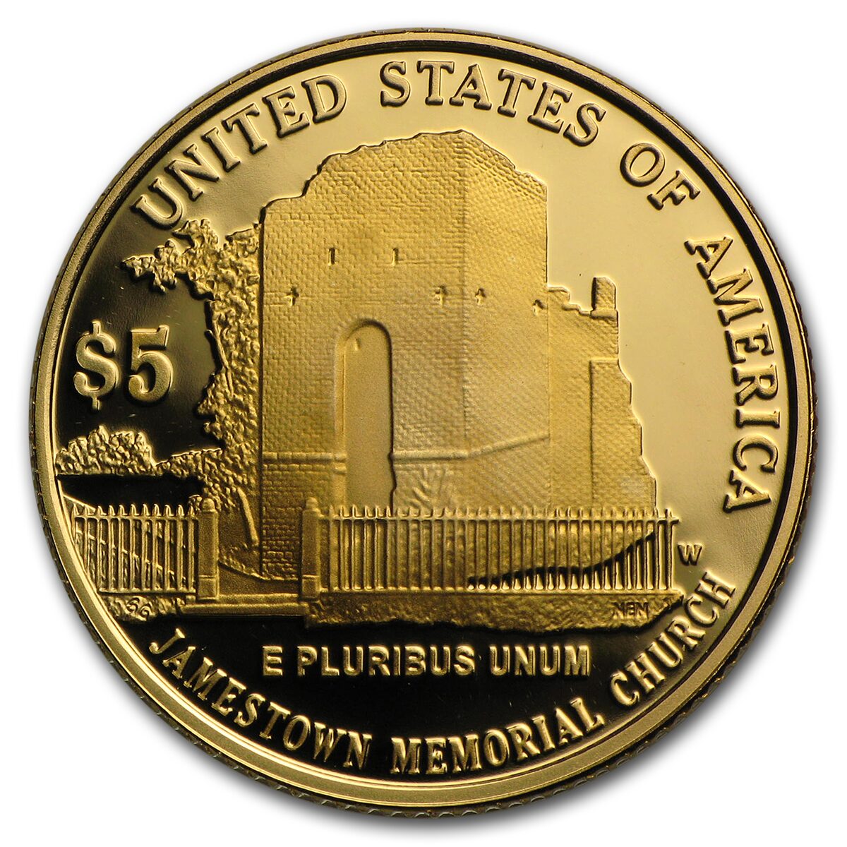 2007-W Gold $5 Commem Jamestown Proof (w/Box & COA)