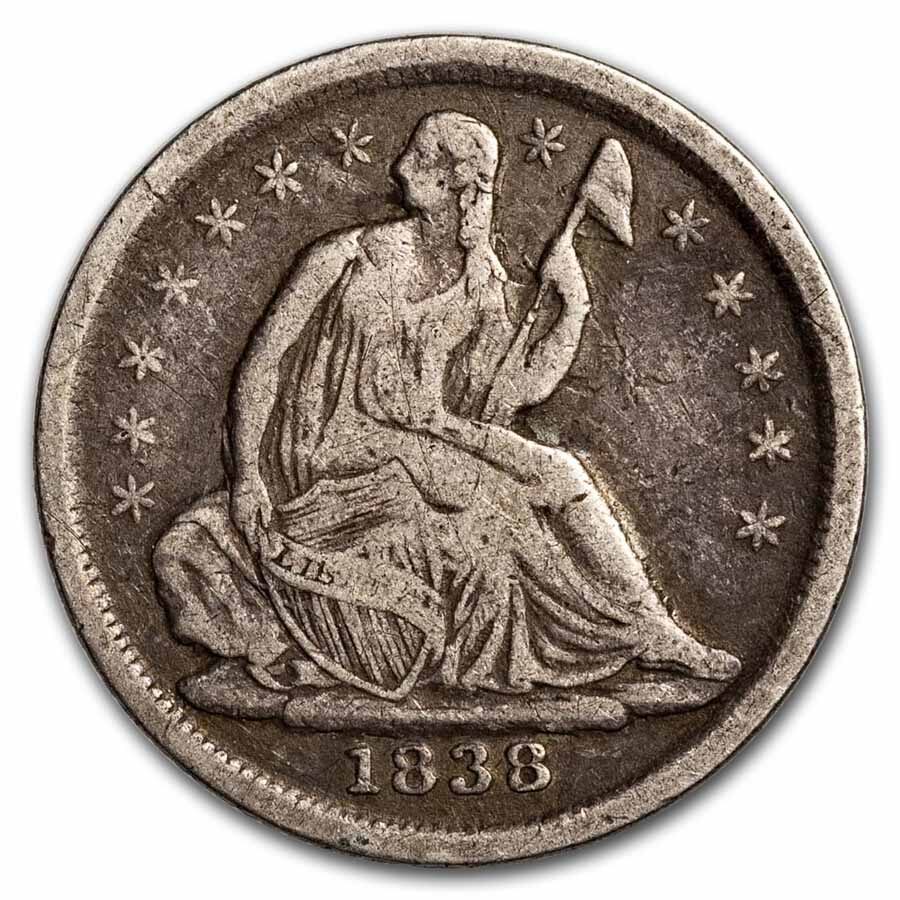 1838 Liberty Seated Half Dime No Drapery Fine