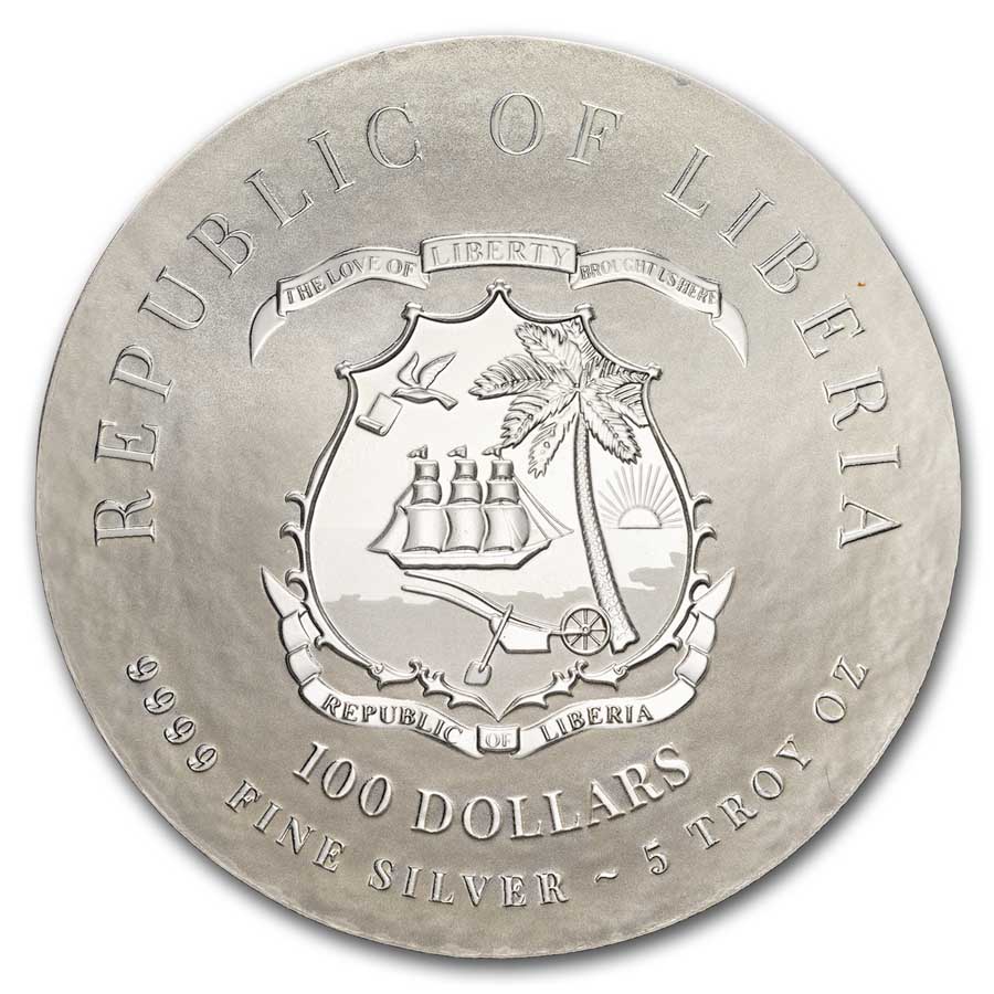 2024 Liberia 5 oz Silver 100 Dollars Napoleon Prooflike