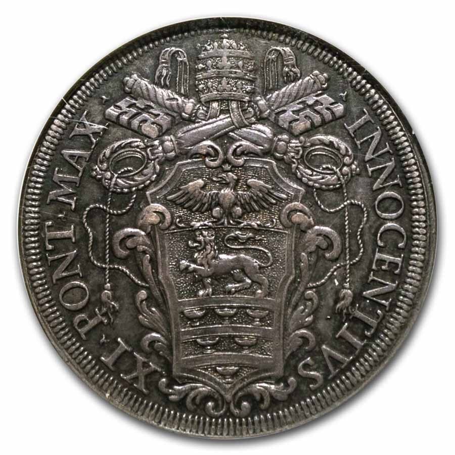 1676-89 Papal States Silver Scudo Innocent XI AU-55 NGC