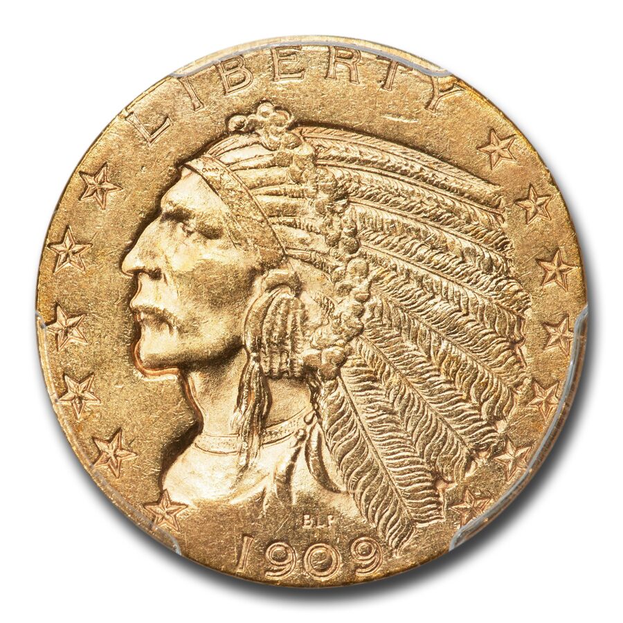 1909-O $5 Indian Gold Half Eagle MS-61 PCGS