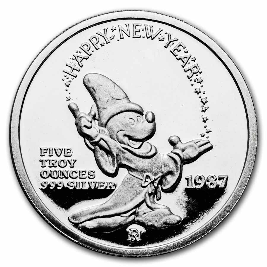 1986 5 oz Silver Round - Mickey's Holiday Treasures (w/Box & COA)