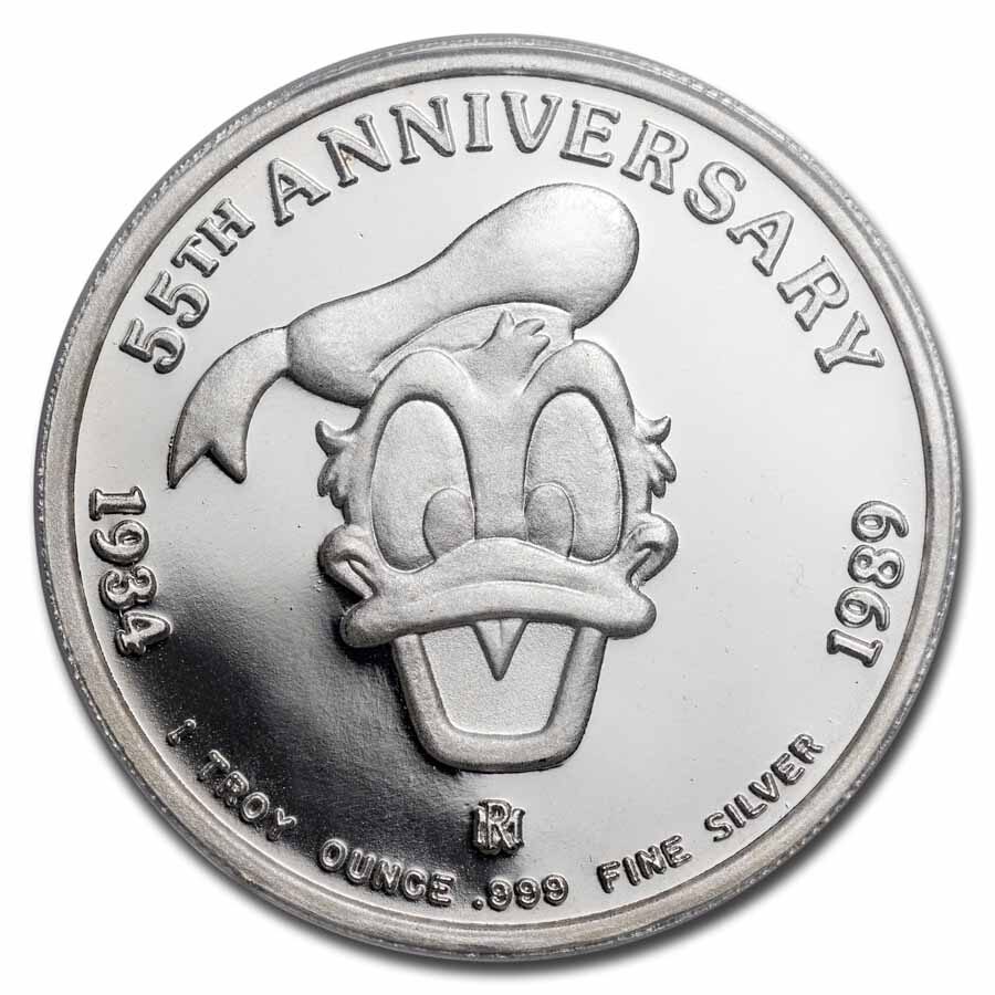 1989 1oz Silver Round Disney All American Duck PR-69 PCGS