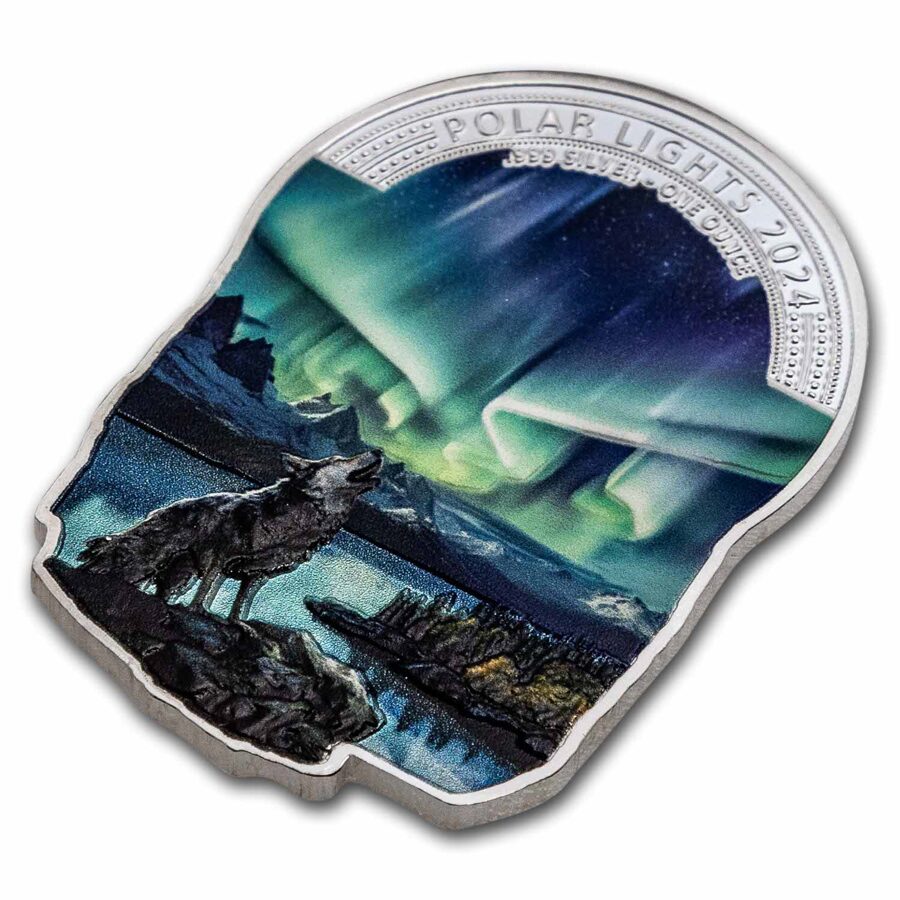 2024 Fiji 1 oz Silver Polar Lights Shaped Coin w/ Box & COA