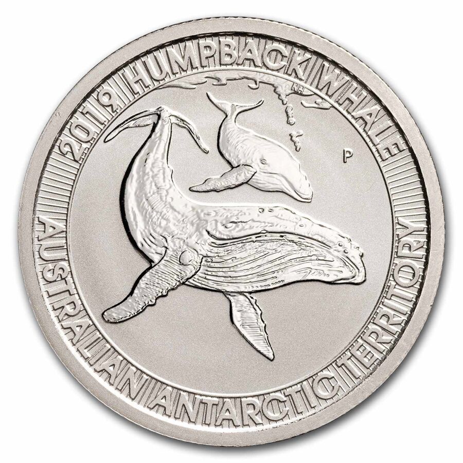2019 Australia 1/3 oz Platinum Humpback Whale Coin BU