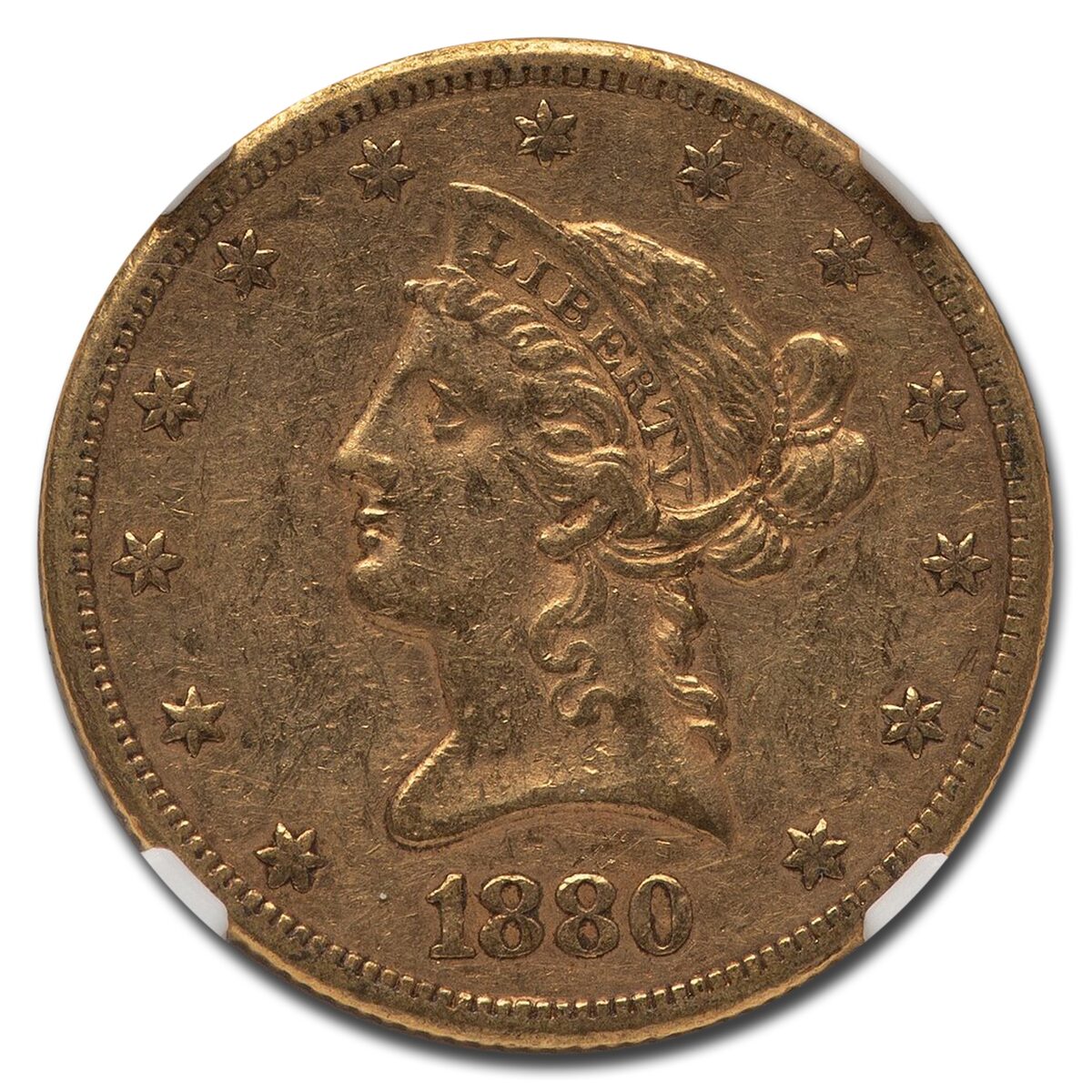 1880-CC $10 Liberty Gold Eagle AU-53 NGC