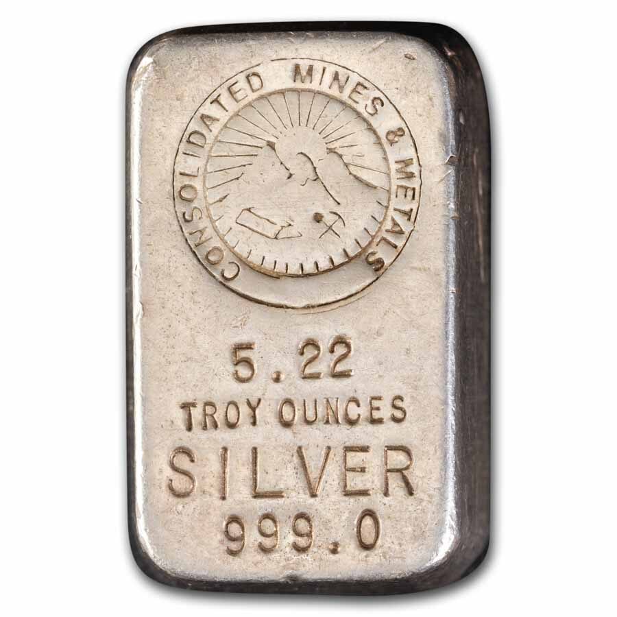 5.22 oz Silver Bar - Consolidated Mines and Metals