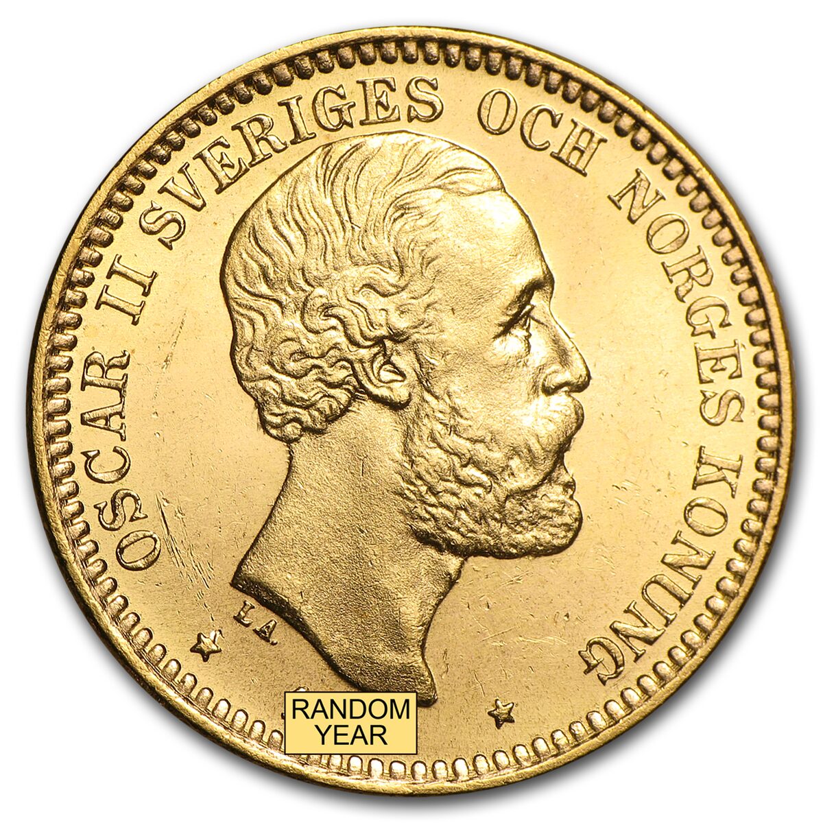 1873-1902 Sweden Gold 20 Kronor Oscar II BU