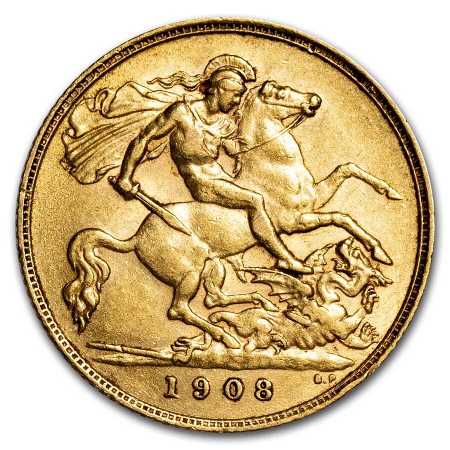 1902-1910 Great Britain Gold Half Sovereign Edward VII AU