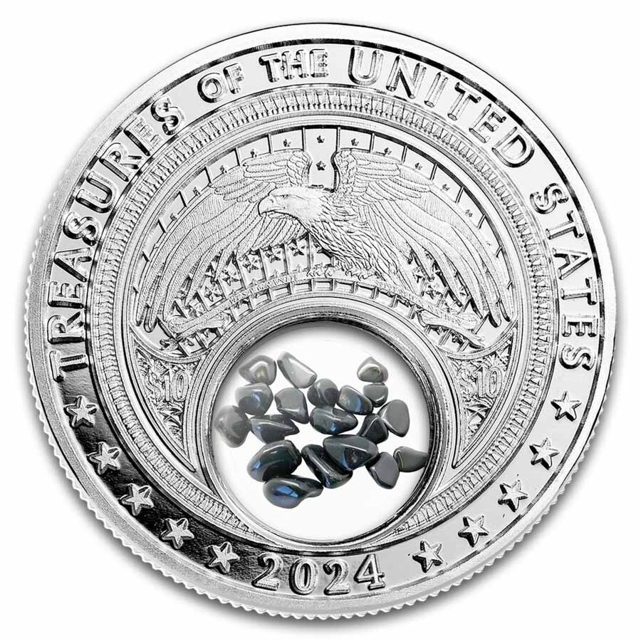 2024 1 oz Ag Treasures of the U.S. Washington Obsidian (Box/COA)