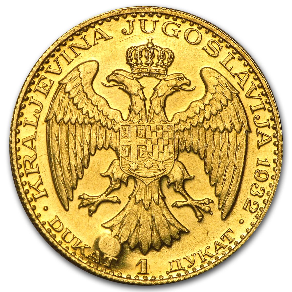 Yugoslavia Gold Dukat Alexander I Dtls Bird/Corn (1931-1933) AU