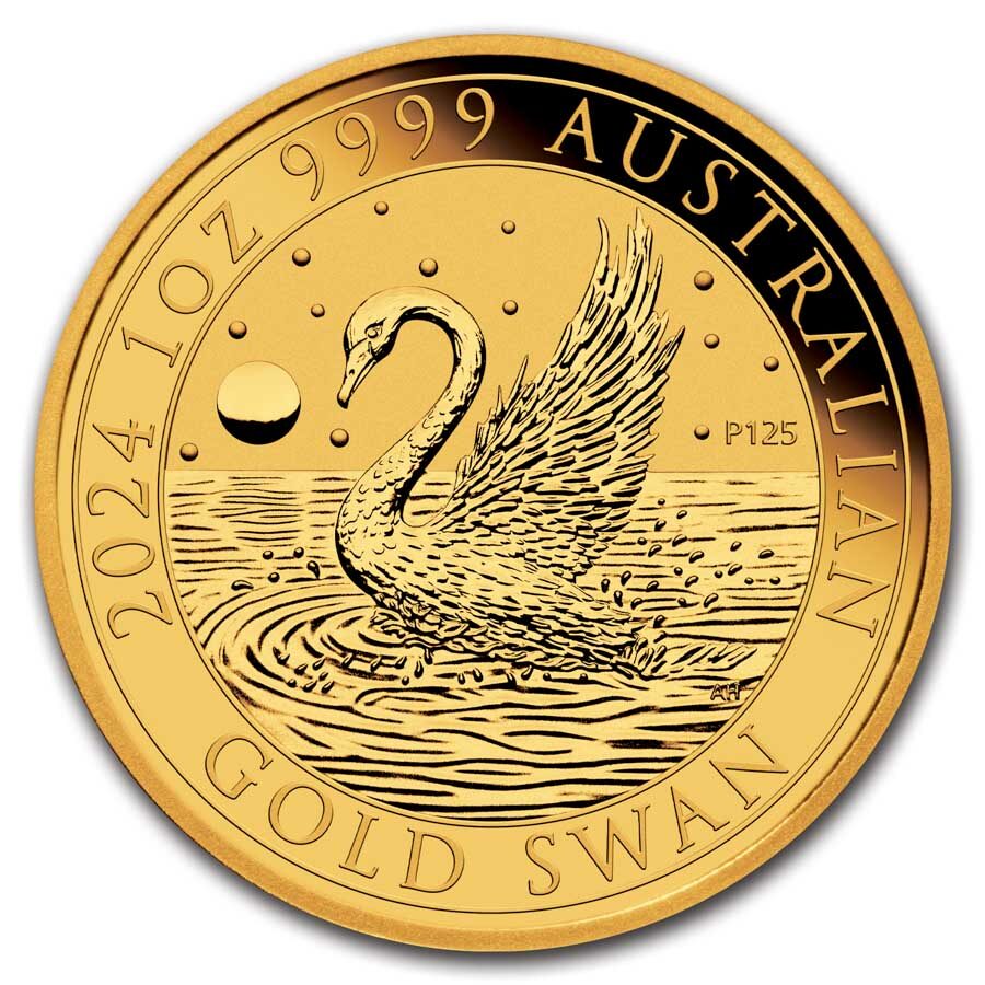 2024 Australia 1 oz Gold Swan MS-70 PCGS (FDI, Swan Label)