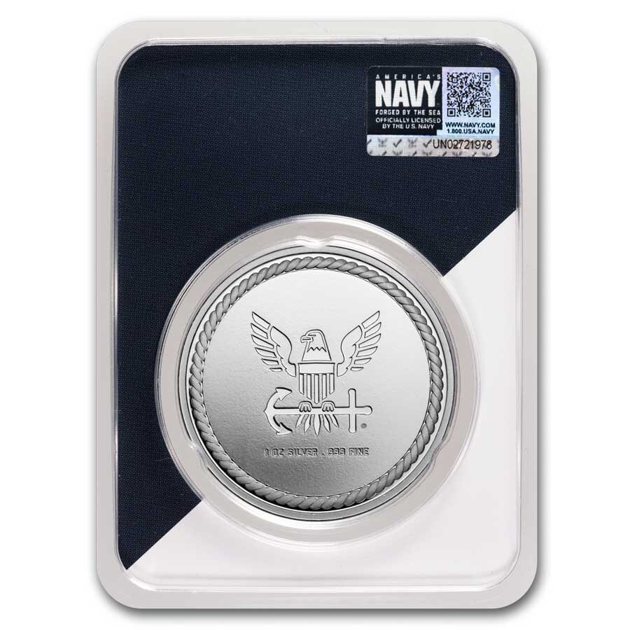 1 oz Silver Round - America's Navy - U.S. Navy Logo in TEP