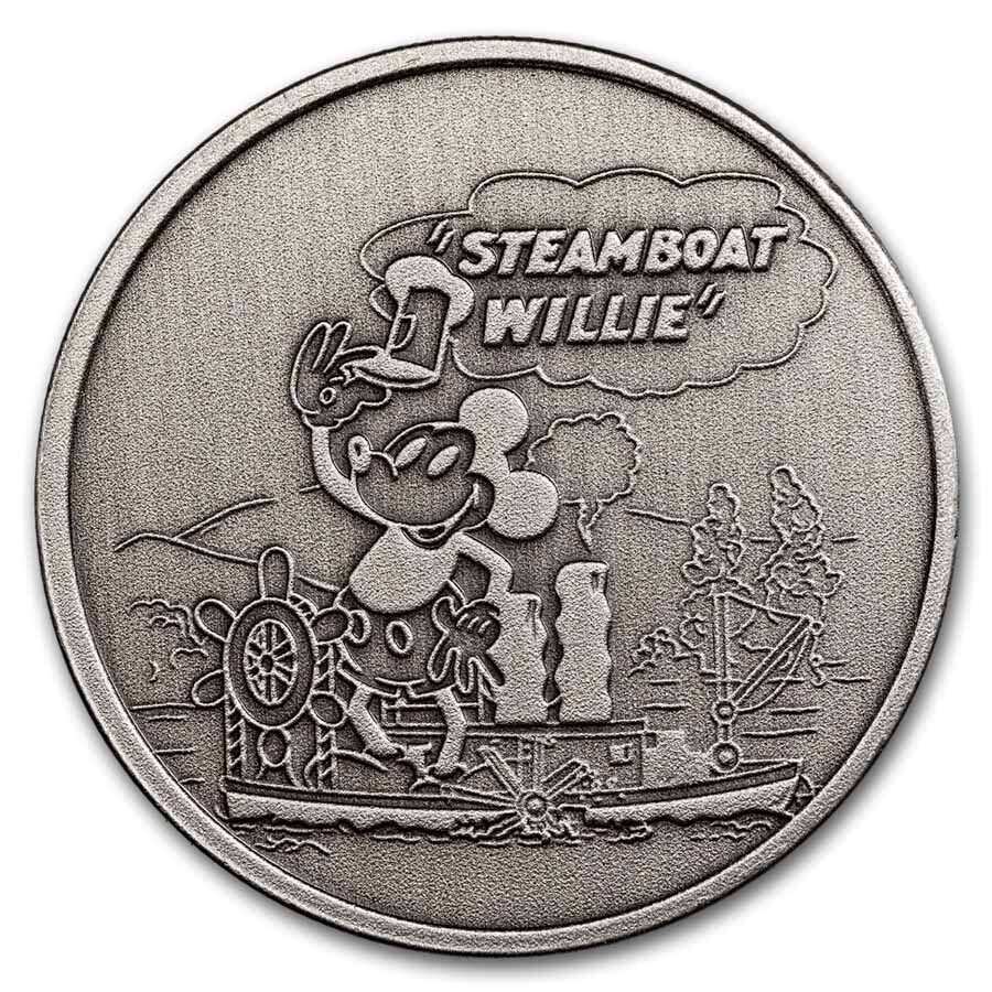 1 oz Silver Round - Steamboat Willie (Antiqued)